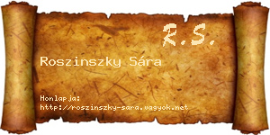 Roszinszky Sára névjegykártya